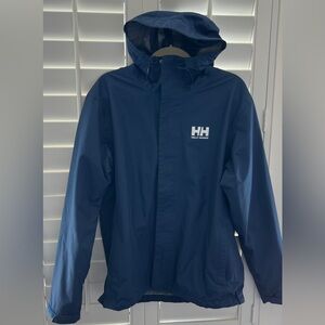 Helly Hansen Blue Raincoat with Hood and Weather-Resistant Material L
